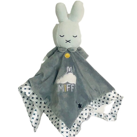 New w/ Tag Douglas Baby Lil Snuggler Grey Miffy Rabbit  Security Blanket Lovey - Picture 1 of 13